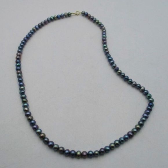 Vintage 14K Gold Peacock Pearl Single Strand Necklace 18inches - Picture 3 of 13
